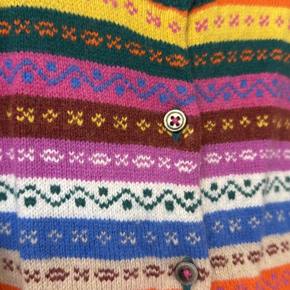 Mini Boden Fair Isle Cardigan | Rainbow Multi Stripe | 8-9Y | EUC - Picture 5 of 10